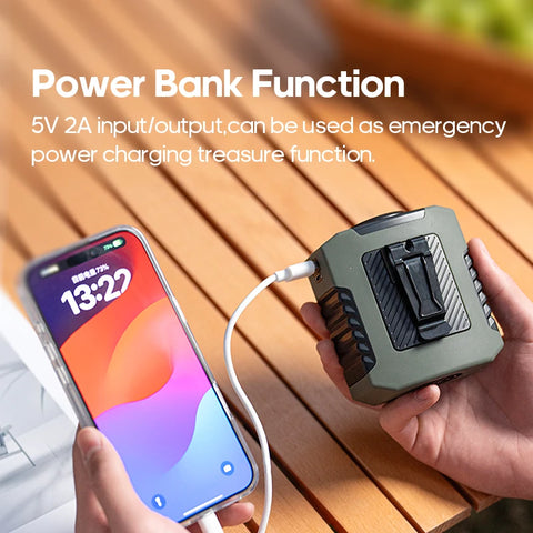 KINSCOTER Outdoor Wearable Waist Fan - 8000mAh Portable Cooling Fan with Power Bank
