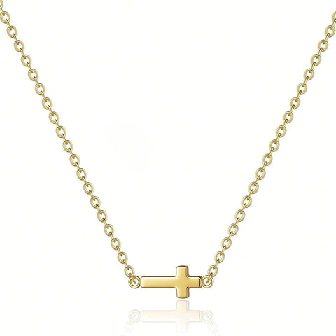 DGIDDK Stainless Steel Delicate Vintage Cross Pendant Necklace - Simple Fashion Faith Jewelry for Women