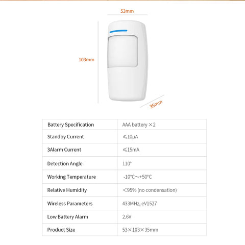 TAIBOAN 433MHz PIR Motion Sensor