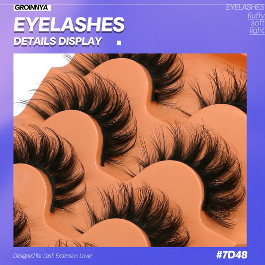 GROINNEYA 5 Pairs Fluffy Eyelashes