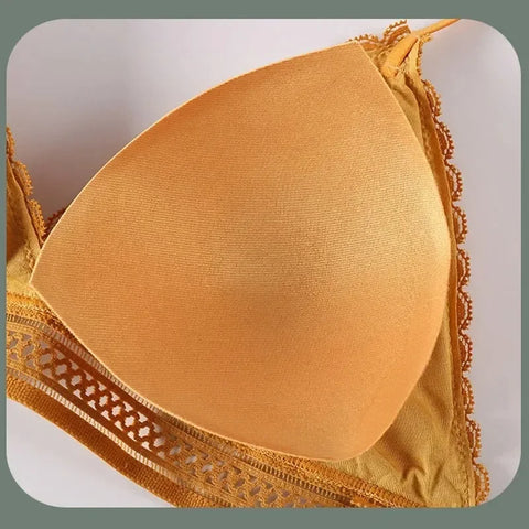 Floral Lace Bralette for Women - Push Up Wireless Lingerie with Removable Pads