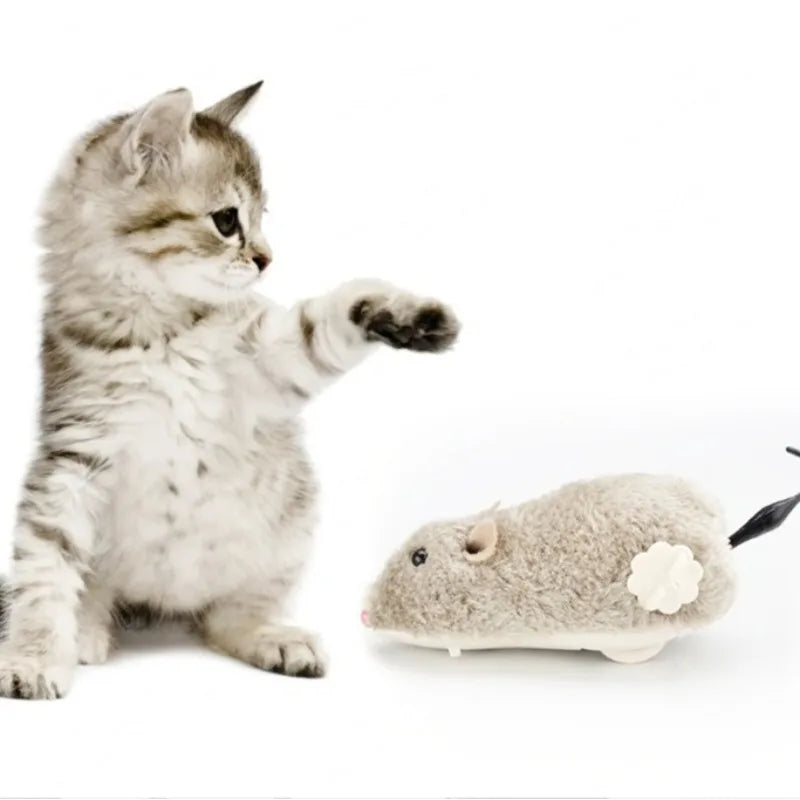 Interactive Plush Cat Toy - Clockwork Simulation Mice for Indoor Cats