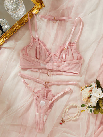 Fancy Women's Lingerie with Delicate Floral Embroidery and Lace - Romantic Erotic Sets