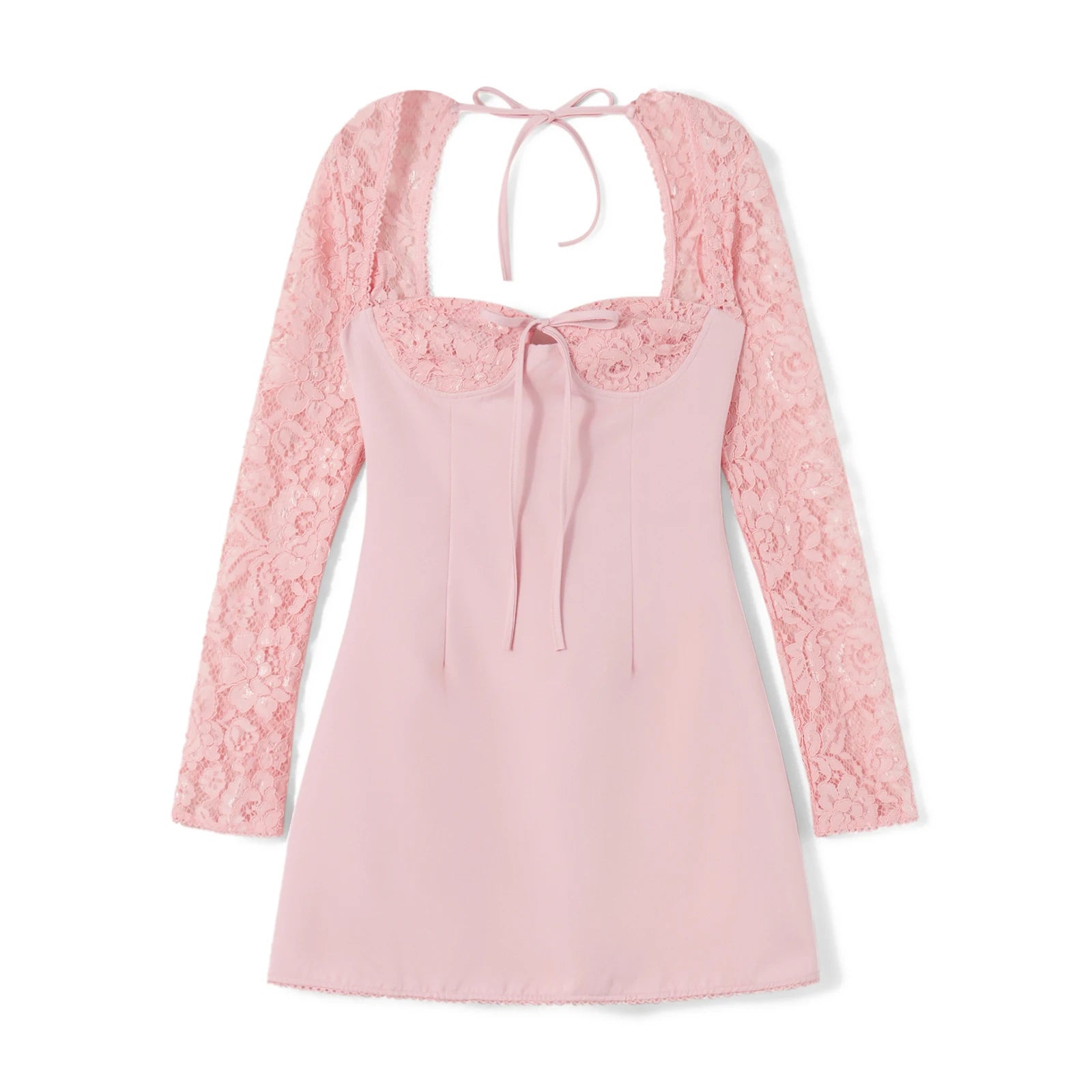Hirigin Women's Elegant Lace Patchwork Mini Dress