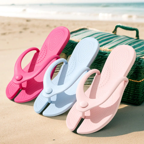EVA Women Flip Flops - Foldable Detachable Beach Slippers