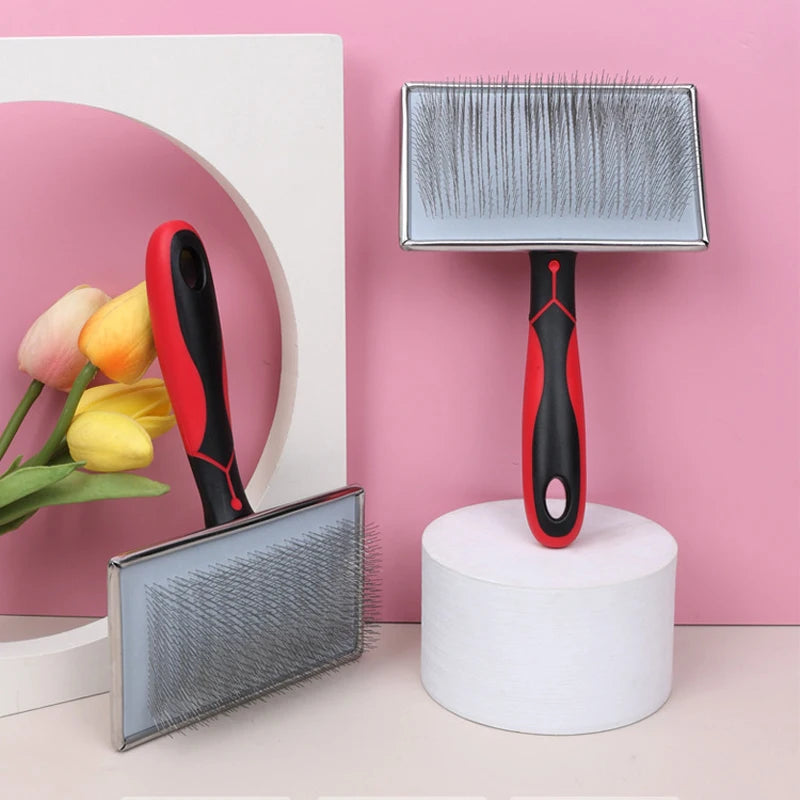 Large Dog Grooming Tool – Pet Hair Removal Needle Comb with Anti-Slip Handle