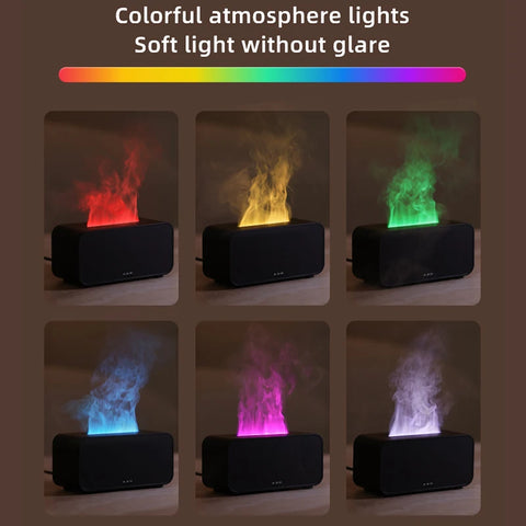 New Simulation Flame Aromatherapy Machine Mini Air Humidifier with LED Colorful Light and Timer