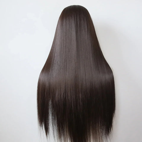 Chocolate Brown Long Straight Lace Front Wig