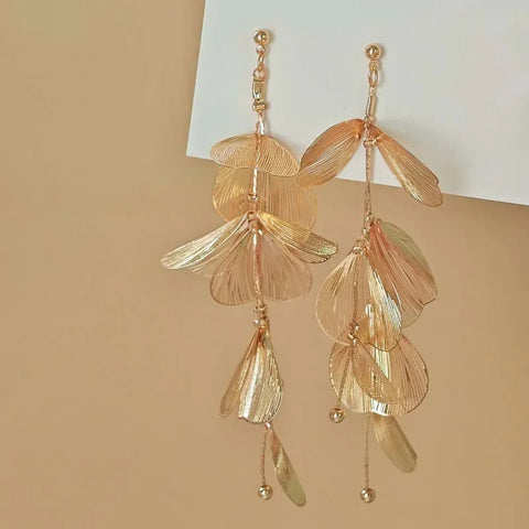 Luxury Long Tassel Petal Drop Earrings for Women - Crystal Hollow Flower Wedding Jewelry Gifts