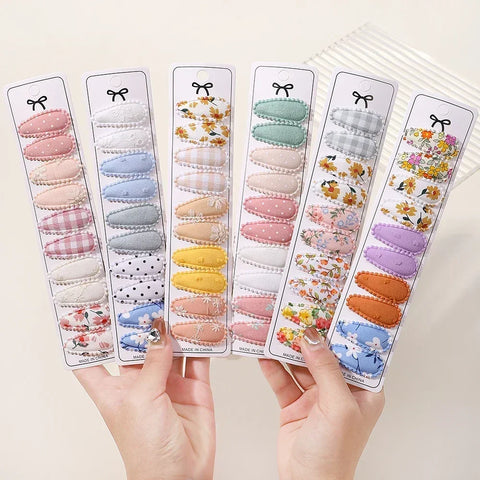 10/20Pcs Cotton Print Hair Clip Hairpin for Girls - Fabric Plaid Mini BB Hair Grips - Cute Baby Hair Accessories - Perfect New Year Gift