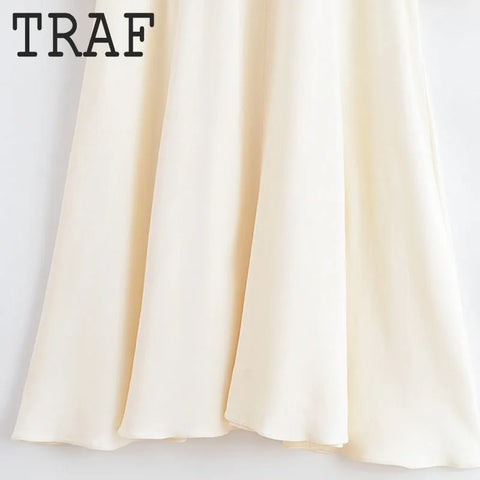 TRAF Bow Lace Up Elegant Long Dresses For Women