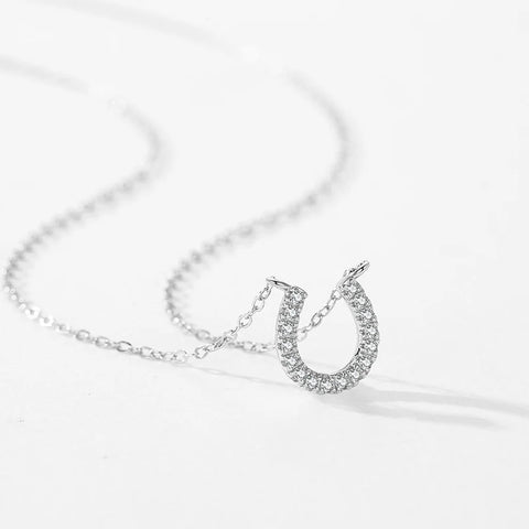 Ailmay Halskette mit U-förmigem Anhänger und AAAAA-CZ-Anhänger, 925 Sterlingsilber