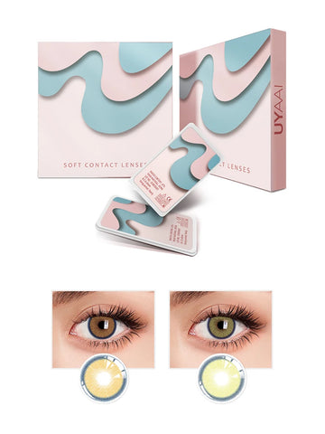UYAAI 1Pair Green Brown Flare Color Contact Lenses