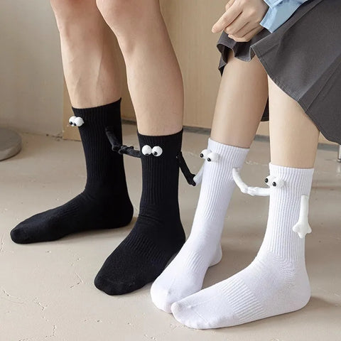 Funny Adult Socks - Magnetic Hand in Hand Solid Color Cartoon Couple Socks for Holidays