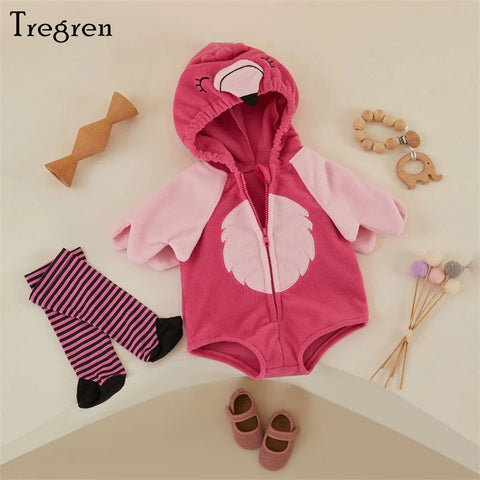 Tregren Infant Baby Girls Romper Set with Flamingo Design