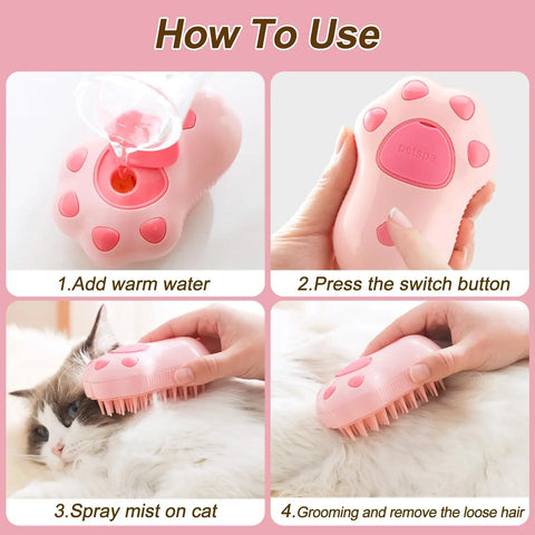 3-in-1 Electric Pet Brush - Cat & Dog Grooming with Spray & Massage