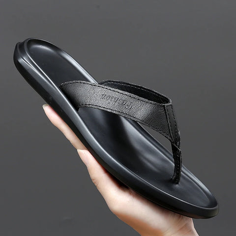Fashion Men Flip Flops 2024 - Soft Bottom Non-slip Leather Sandals