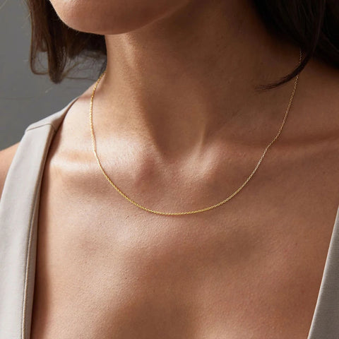 eManco Classic Fine Chain Gold-Plated Men's Necklace - Adjustable Stainless Steel with Upgraded Lobster Clasp
