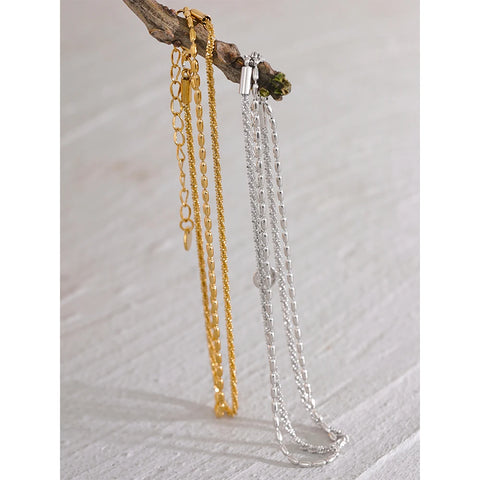 Yhpup Classic Double Layer Exquisite Chain Stainless Steel Stylish Anklet for Women - Trendy Summer Charm in Gold and Silver