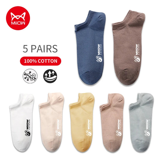 MiiOW 5 Pairs Pure Cotton Men Socks