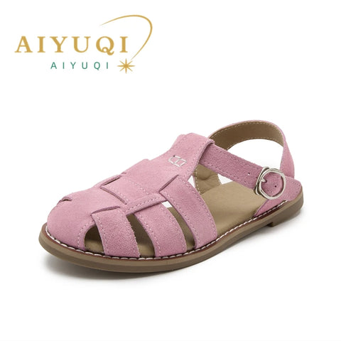 AIYUQI Retro Echt Lederen Holle Sandalen