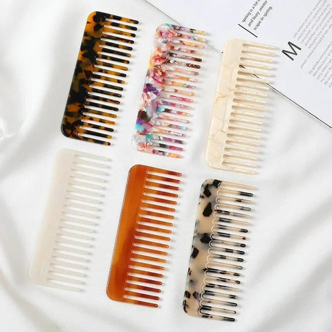 Colorful Wide Teeth Acetate Hair Combs - Anti-static Massage Hair Brush for Salon & Travel