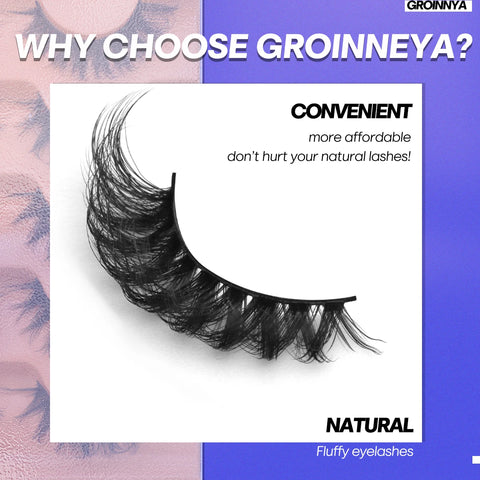 GROINNEYA 5 Pairs Fluffy Eyelashes