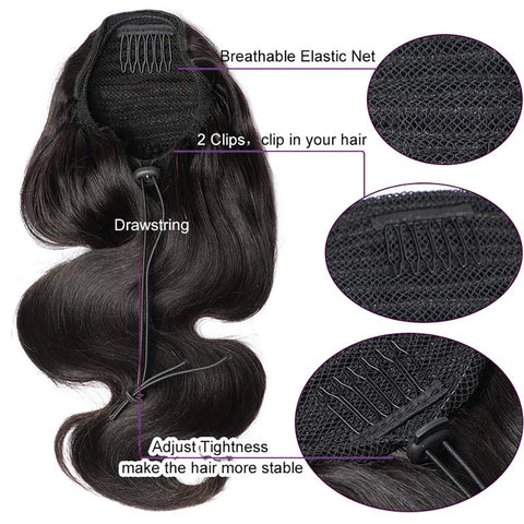 Body Wave Drawstring Paardenstaart - 100% Echt Mensenhaar