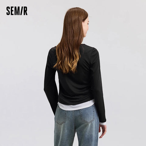Semir T-shirt met lange mouwen voor dames - Stijlvol contrastontwerp 