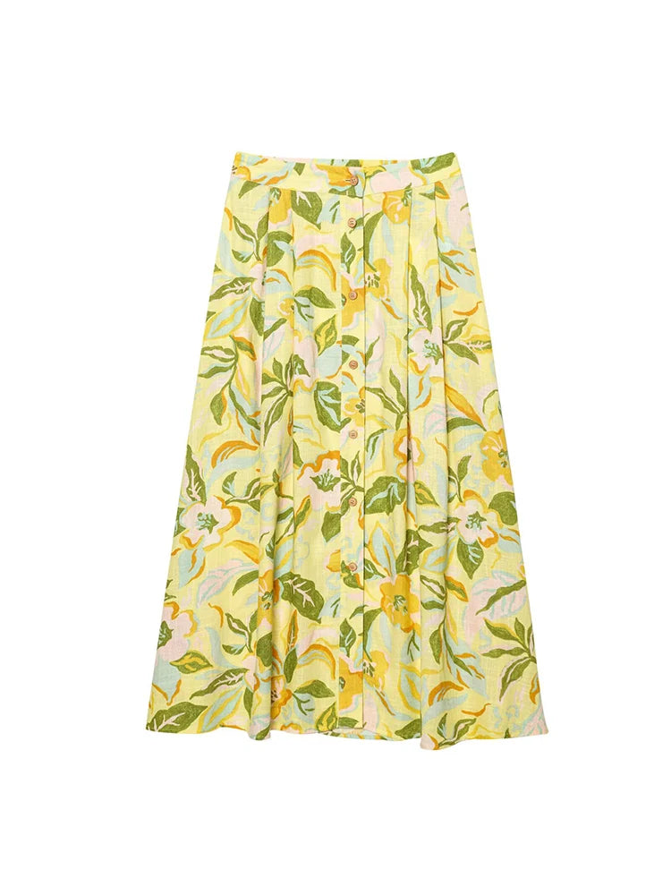 TFMLN Women Floral Print Skirt Two Piece Set