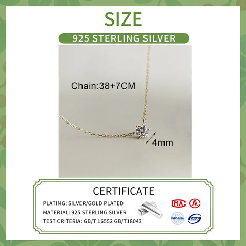 INZATT Real 925 Sterling Silver Zircon Round Bead Pendant Choker Necklace