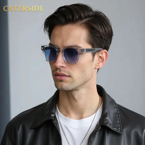 CATERSIDE Klassieke vierkante zonnebril – Core-Insert Temple Luxe UV400 Unisex zonnebril voor reizen, strand en festivals