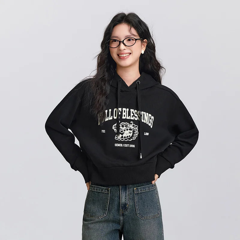Semir Women's Short Style Printed Hoodie