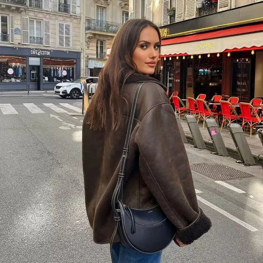 MUJER 2025 Dikke imitatieleren jassen voor dames - Stijlvolle warme herfst-winterjassen