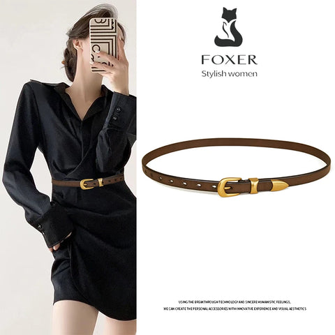 FOXER Fashion Thin Belt for Women