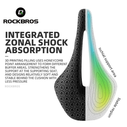 ROCKBROS Ultralight Bicycle Saddle - 3D Printing Integrated Zonal Shock Absorption for Comfortable MTB/Road Bike Rides