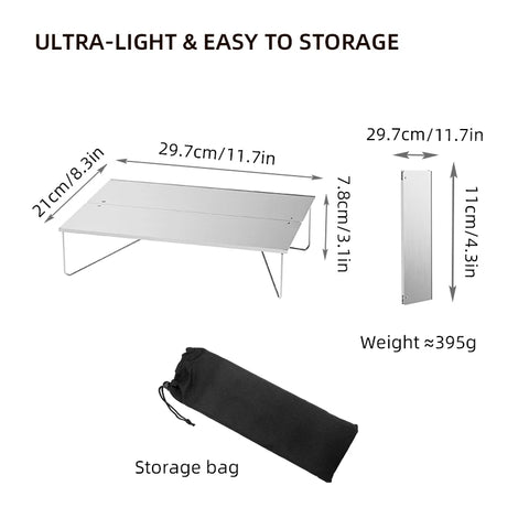Ultralight Mini Outdoor Table - Foldable Aluminum Alloy Camping Furniture for Travel, Picnic & Barbecue