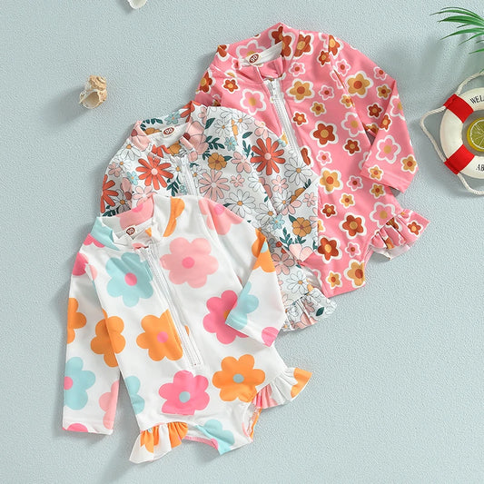 Tregren Floral Print Toddler Swimsuit