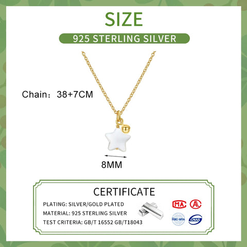 INZATT 925 Sterling Silver Shell Star Bead Pendant Choker Necklace