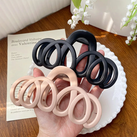 Frosted Hollow Hair Claw Bow Hair Clip - Elegant Crab Hairpin for Women