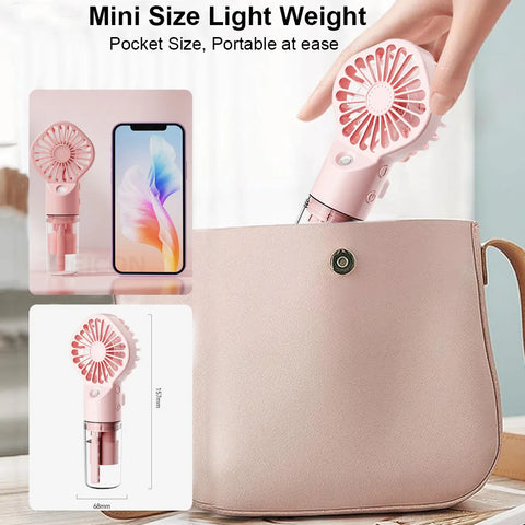 Portable Humidifier Fan - Handheld Mist Fan with USB Rechargeable Water Humidifier