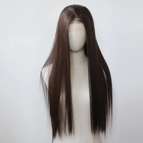 Chocolate Brown Long Straight Lace Front Wig