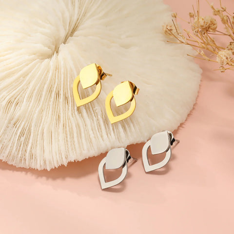 Skyrim Geometric Stainless Steel Gold Color Stud Earrings for Women