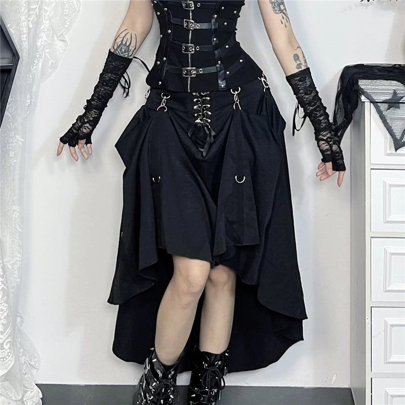Wholesale New American Retro Irregular Skirt - Hot Girl Sexy Punk Black Clothing for Women