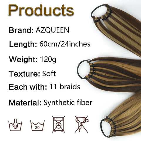 AZQUEEN 24 Inch Long Straight Synthetic Hair Extensions
