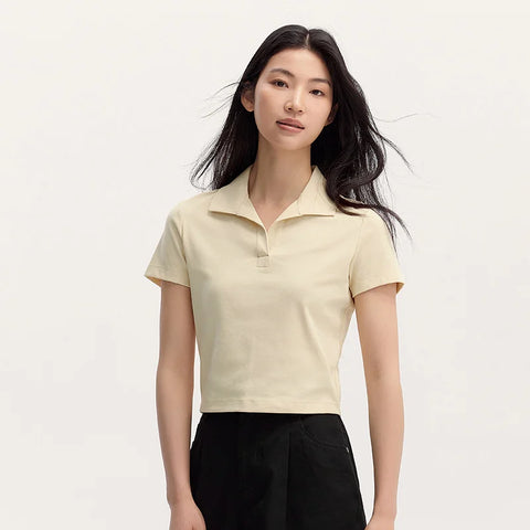 Senma Dames 2024 Zomer Slim Gebreid Poloshirt 