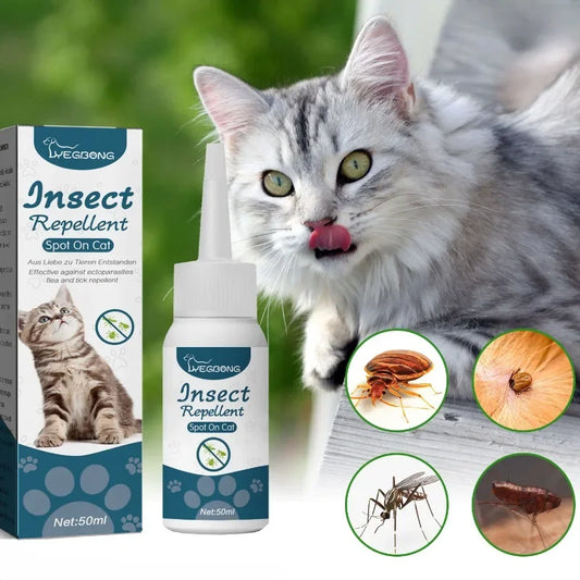 50ml Pet Anti-Flea and Tick Agent for Cats and Dogs - Effective Deworming and Skin Cleaning