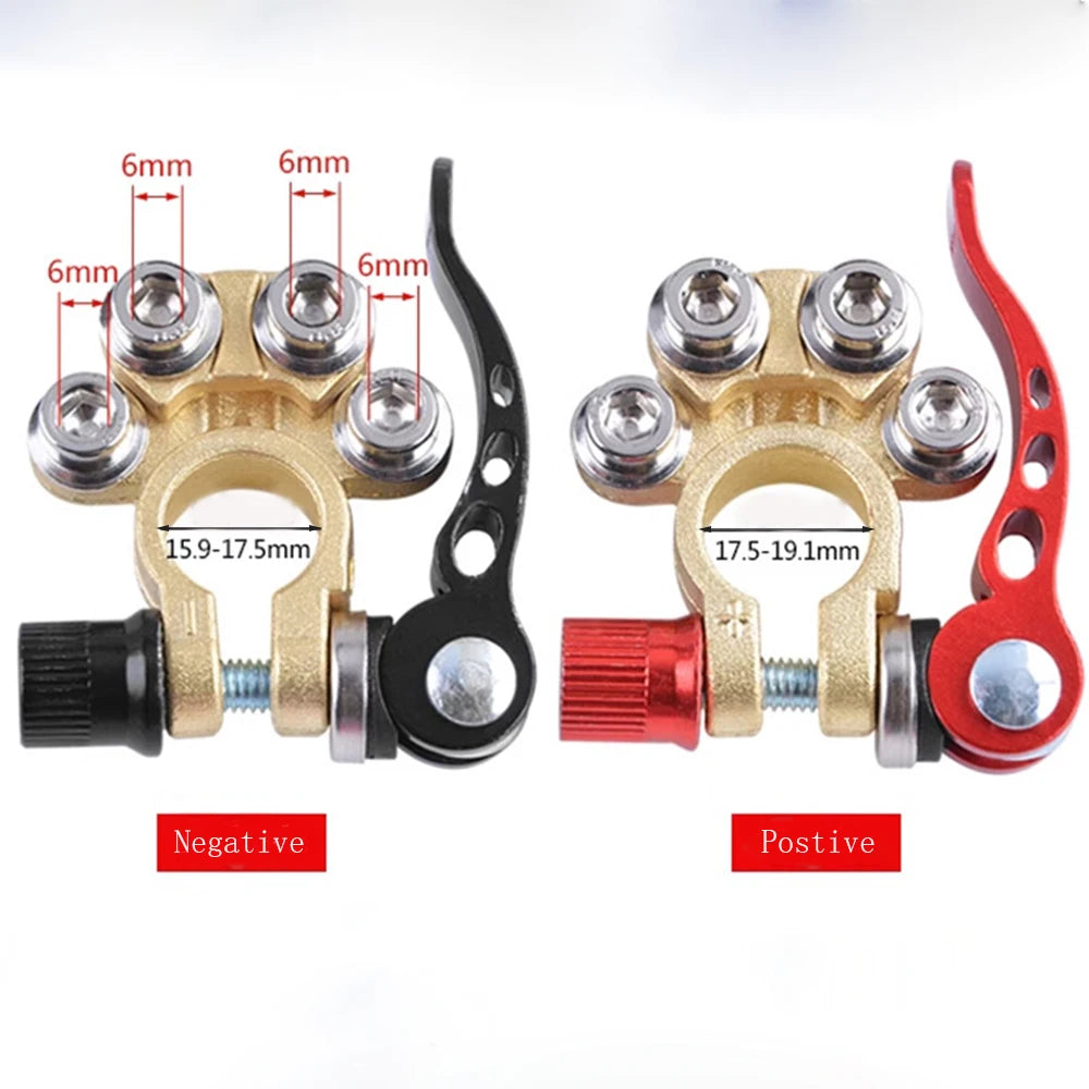 2Pcs Car Battery Terminal Connectors - Quick Release Positive and Negative Clips