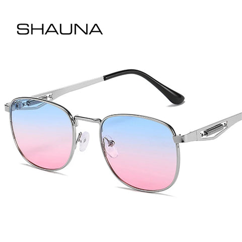 SHAUNA Vierkante metalen gradiënt zonnebril - Retro UV400 unisex punk zonnebril