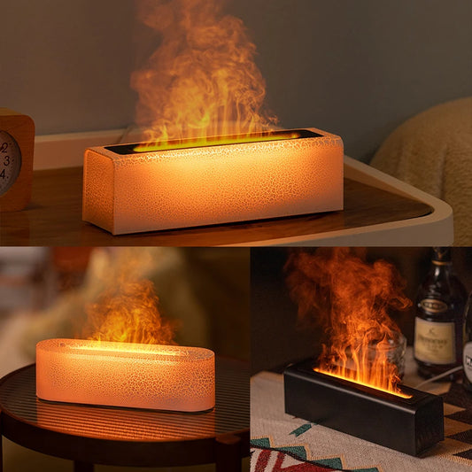 KINSCOTER Essential Oil Aroma Diffuser with Realistic Flame Effect and RGB Night Light